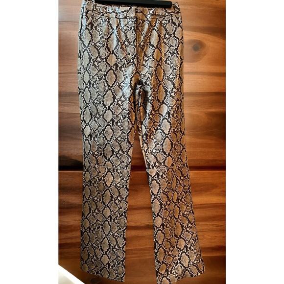 TOPSHOP Size 6 Snakeskin Print High Waist Straight Leg Faux Pants New No Tag - Picture 1 of 9